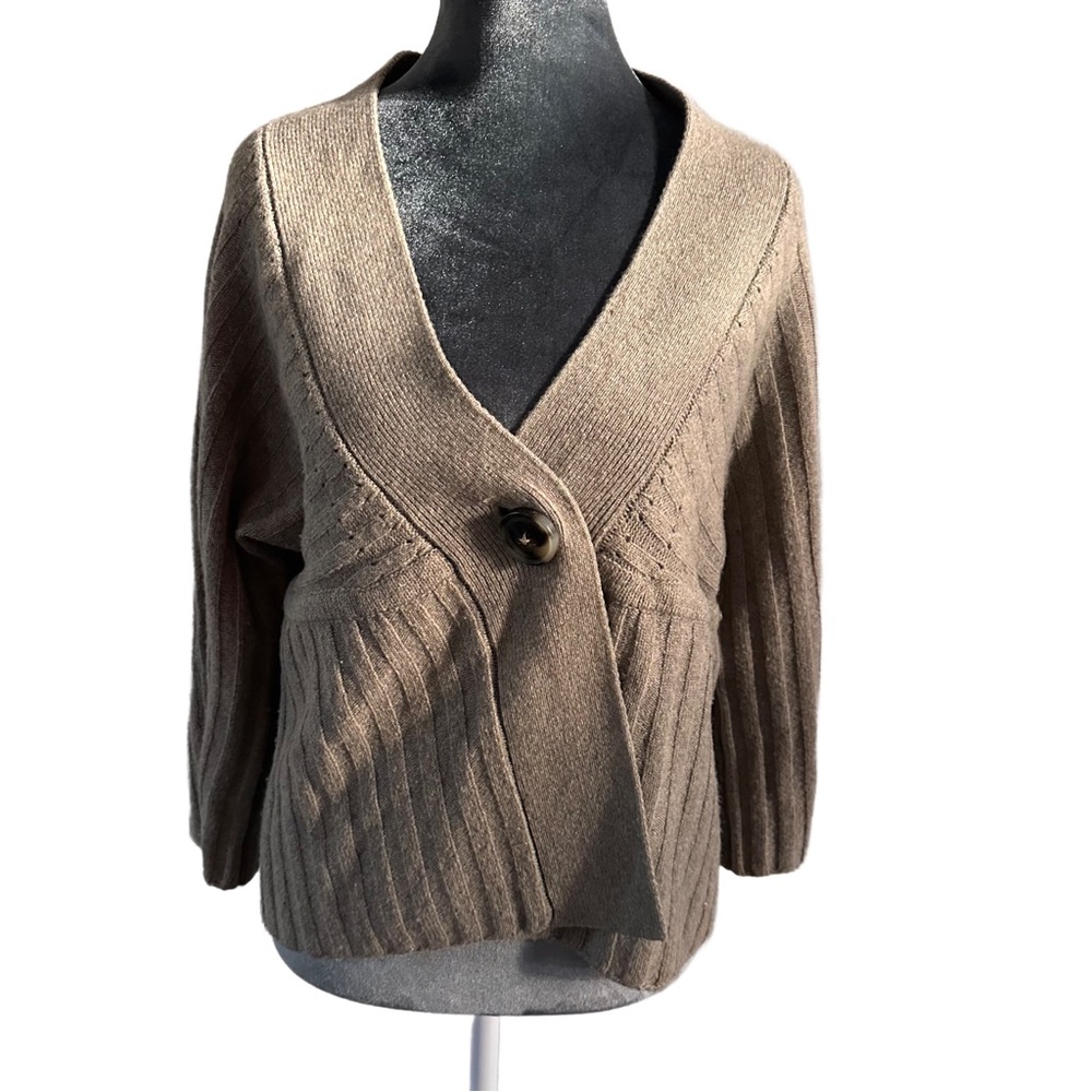 Brown Cardigan – Wool Cashmere Blend – Women's Medium
